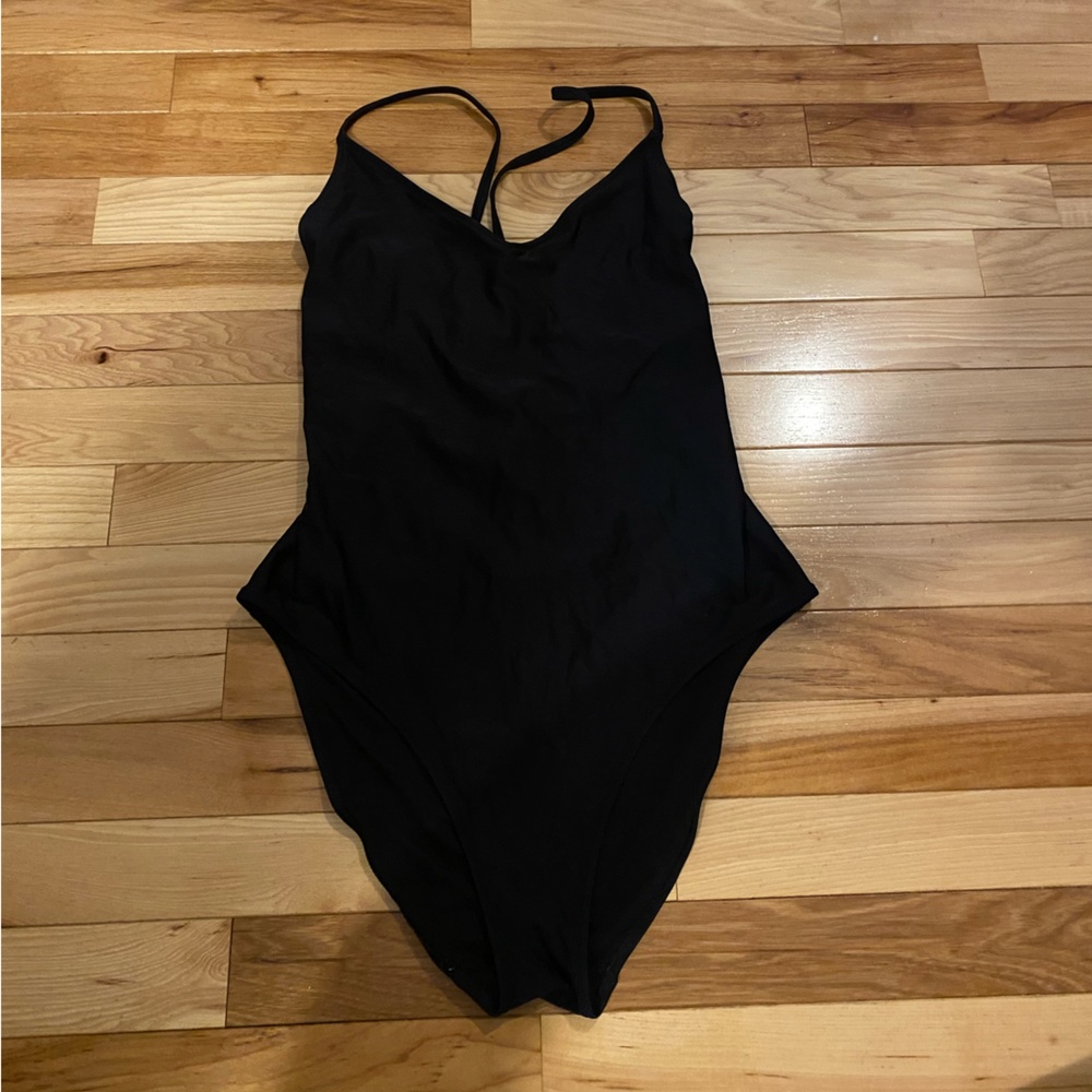 Aerie black tie back one piece